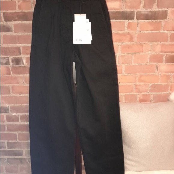 Zara black wide leg denim trouser size 4. - Picture 3 of 7